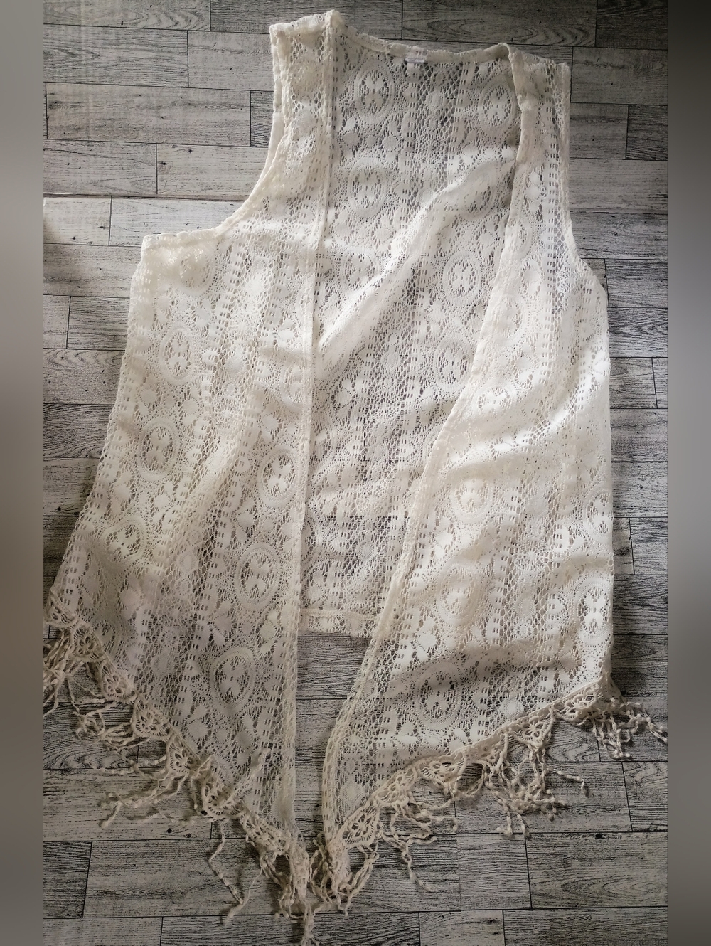 Lacey Fringe Trim Vest Women's Size M/L EUC